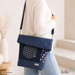 LeoliniFoldover Tasche mit Blume des Lebens Stickerei | Dunkelblau | mit AußenfachTaschen mit Stickerei und Basic Taschen