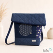 LeoliniFoldover Tasche mit Blume des Lebens Stickerei | Dunkelblau | mit AußenfachTaschen mit Stickerei und Basic Taschen