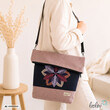 LeoliniFoldover Tasche aus CORD mit Blumen Stickerei | Cordtasche in Helle Mauve | mit AußenfachTaschen mit Stickerei und Basic Taschen