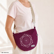 LeoliniMoonbag mit Lotus des Lebens Stickerei in BEERE aus Breitcord | Umhängetasche | handgefertigtTaschen mit Stickerei und Basic Taschen