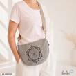 LeoliniMoonbag mit Lotus des Lebens Stickerei in BEIGE aus Breitcord | Umhängetasche | handgefertigtTaschen mit Stickerei und Basic Taschen