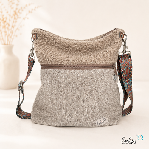 Umhängetasche Lenos Boucle BEIGE | handgefertigt