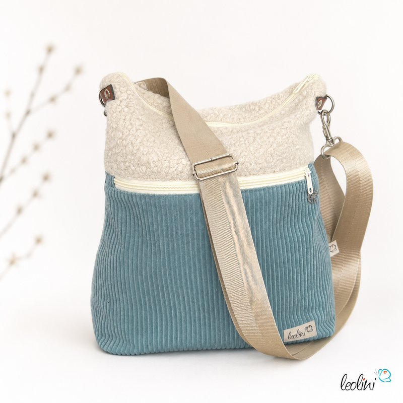LeoliniUmhängetasche Lenos Boucle MINT | handgefertigtTaschen mit Stickerei und Basic Taschen