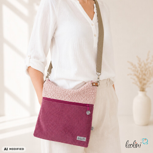 LeoliniUmhängetasche Lenos Boucle ROSE | handgefertigtTaschen mit Stickerei und Basic Taschen