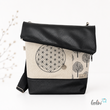 LeoliniFoldover Tasche mit Blume des Lebens Stickerei und Lebensbaum in schwarz | mit AußenfachTaschen mit Stickerei und Basic Taschen