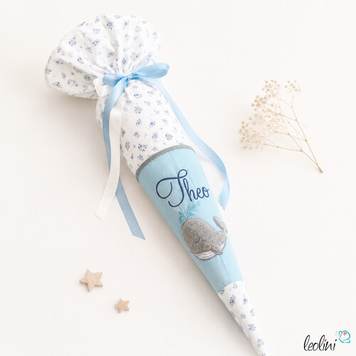 Schultüte WAL aus Stoff | Personalisierung mit Name | mit Innenkissen
