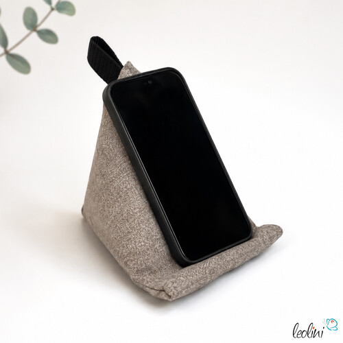 Handysitzsack | Webstoff GRAU | Stützkissen für Smartphone und Tablet