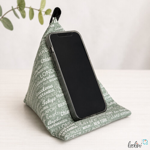 Handysitzsack Handykissen| SCHRIFTEN ALTMINT aus Baumwolle | Stützkissen für Smartphone und Tablet