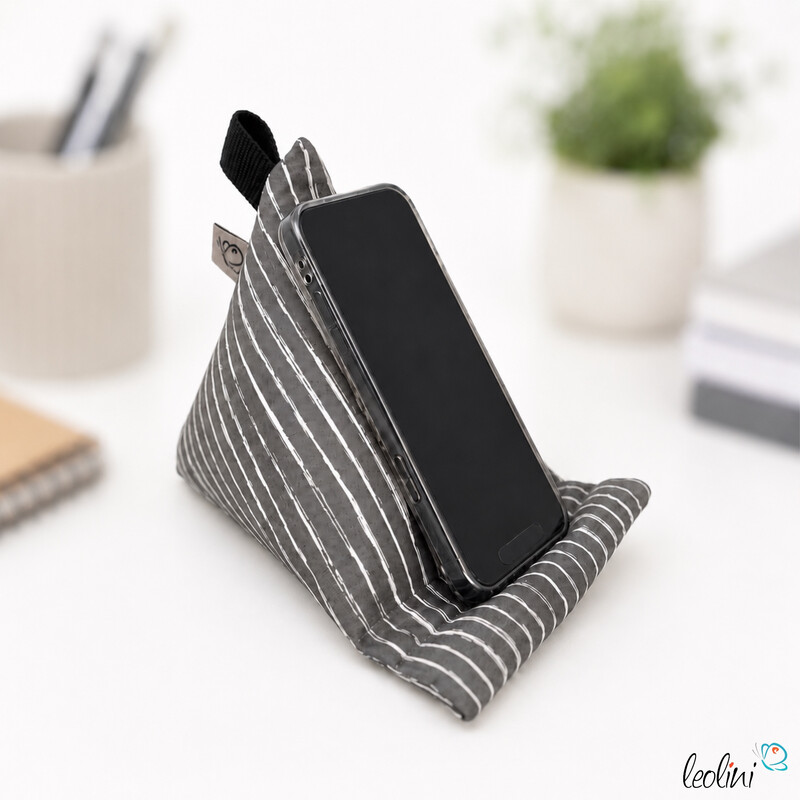 LeoliniHandysitzsack Handykissen| STREIFEN aus Baumwolle | Stützkissen für Smartphone und TabletHandysitzsack