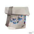 LeoliniFoldover Tasche mit SCHMETTERLINGE Stickerei | BEIGE | mit AußenfachTaschen mit Stickerei und Basic Taschen