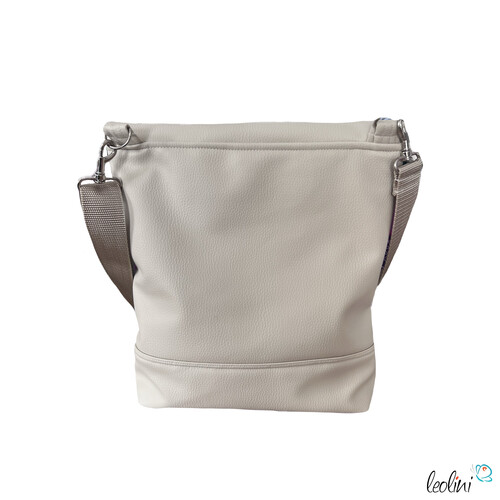 LeoliniFoldover Tasche mit SCHMETTERLINGE Stickerei | BEIGE | mit AußenfachTaschen mit Stickerei und Basic Taschen