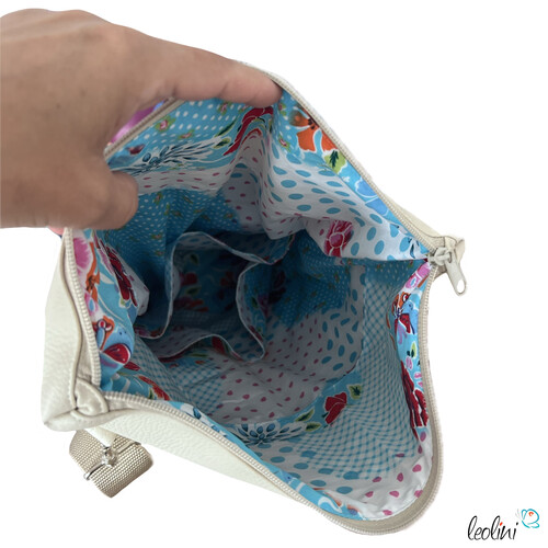 LeoliniFoldover Tasche mit SCHMETTERLINGE Stickerei | BEIGE | mit AußenfachTaschen mit Stickerei und Basic Taschen