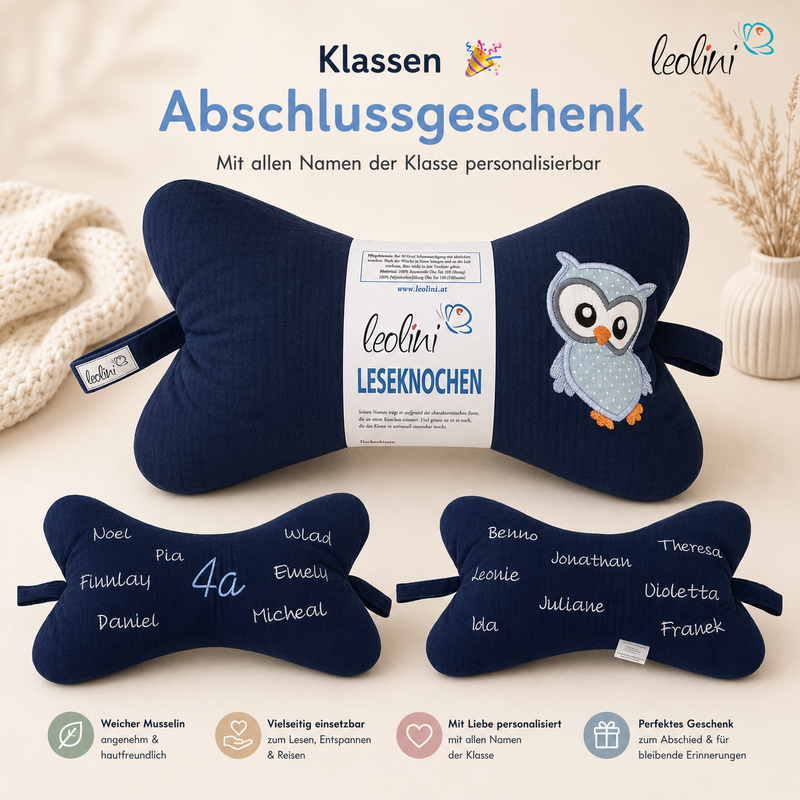 LeoliniKlassenabschlussgeschenk für Lehrerinnen & Lehrer - Leseknochen personalisiert inkl. Schülernamen | EULEKinder Leseknochen