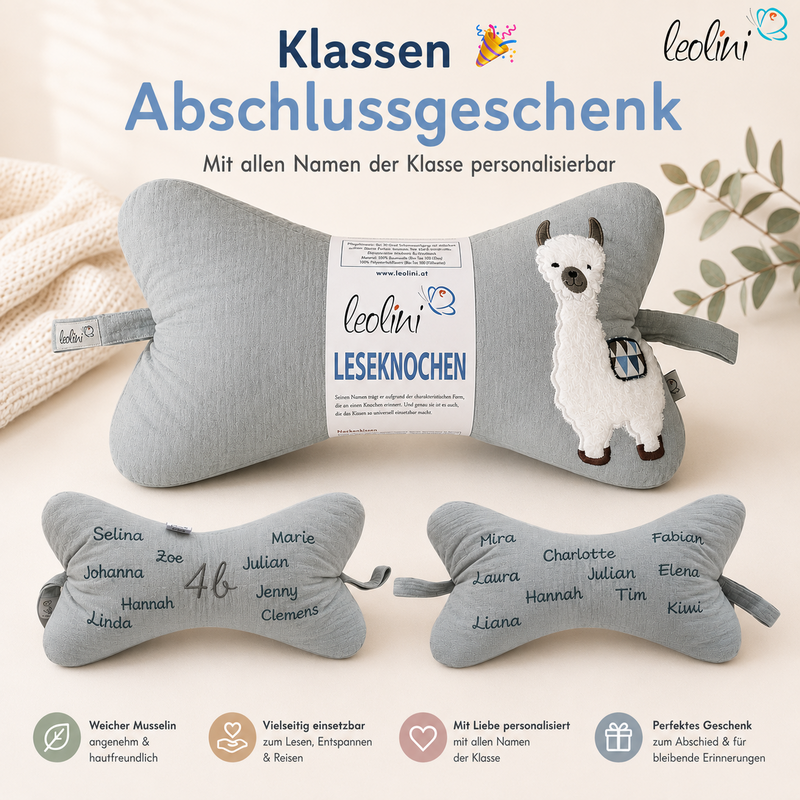 LeoliniKlassenabschlussgeschenk für Lehrerinnen & Lehrer - Leseknochen personalisiert inkl. Schülernamen | ALPAKAKinder Leseknochen