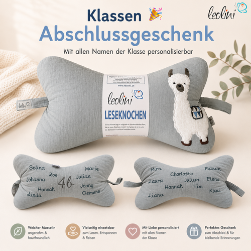 Klassenabschlussgeschenk für Lehrerinnen & Lehrer - Leseknochen personalisiert inkl. Schülernamen | ALPAKA