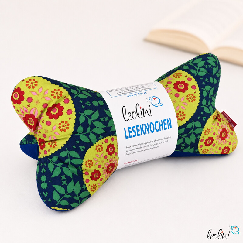 LeoliniLeseknochen personalisierbar | Nackenkissen BLAUE MANDALA | handgemachtLeseknochen gemustert