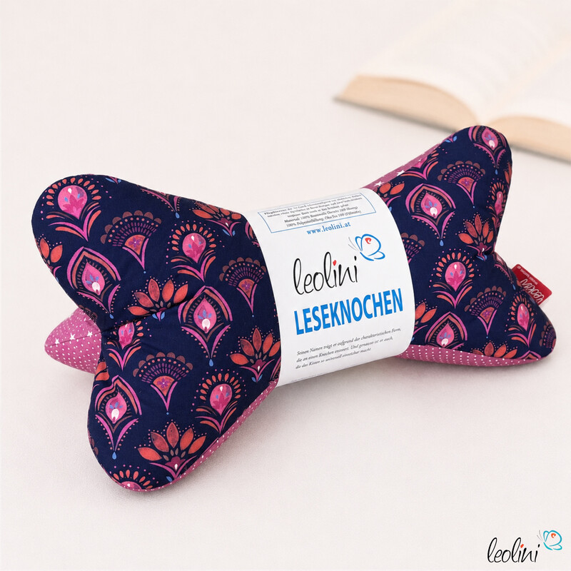 LeoliniLeseknochen personalisierbar | Nackenkissen ORNAMENTE MAGENTA | handgemachtLeseknochen gemustert