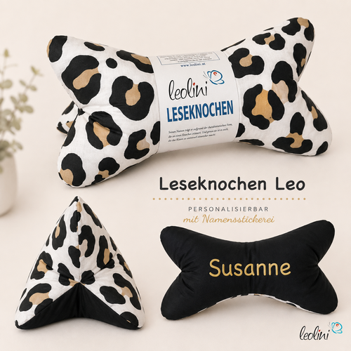 Leseknochen Kissen Leo personalisierbar mit Namen