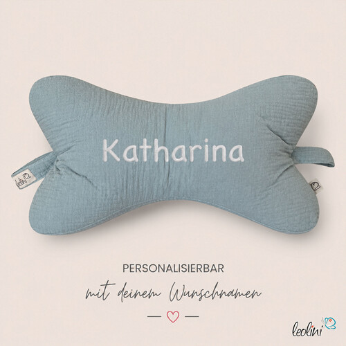 LeoliniLeseknochen MUSSELIN in ALTMINT  | personalisierbar mit StickereiMusselin Leseknochen unifarben