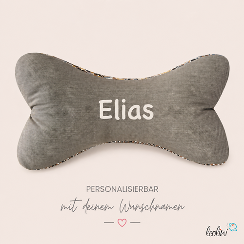LeoliniLeseknochen personalisierbar RETRO BEIGE| Nackenkissen | handgemachtLeseknochen gemustert