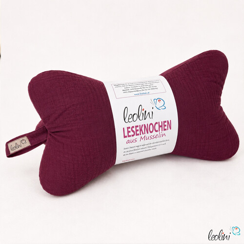 Leseknochen MUSSELIN in BEERE  | personalisierbar mit Stickerei -