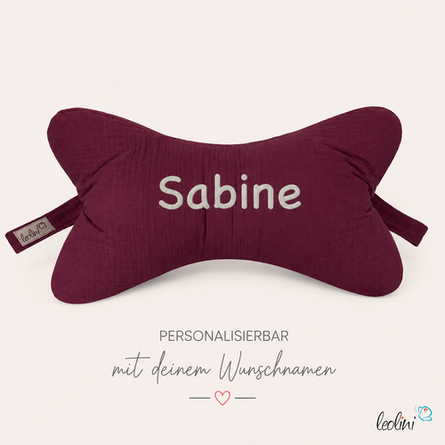 LeoliniLeseknochen MUSSELIN in BEERE  | personalisierbar mit Stickerei -Musselin Leseknochen unifarben