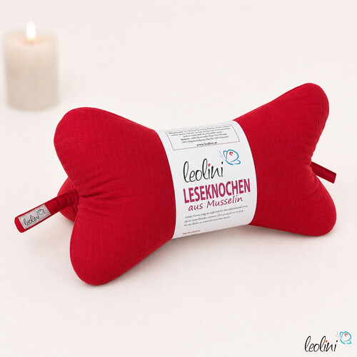Leseknochen MUSSELIN ROT Double Gauze | personalisierbar mit Stickerei -