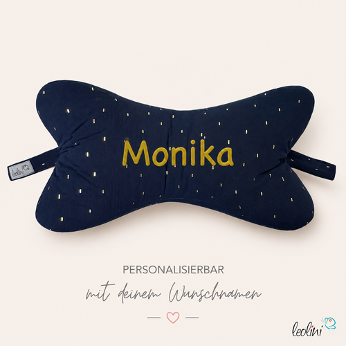 LeoliniLeseknochen MUSSELIN MARINE mit Goldglitzer | personalisierbar mit Stickerei -Musselin Leseknochen unifarben