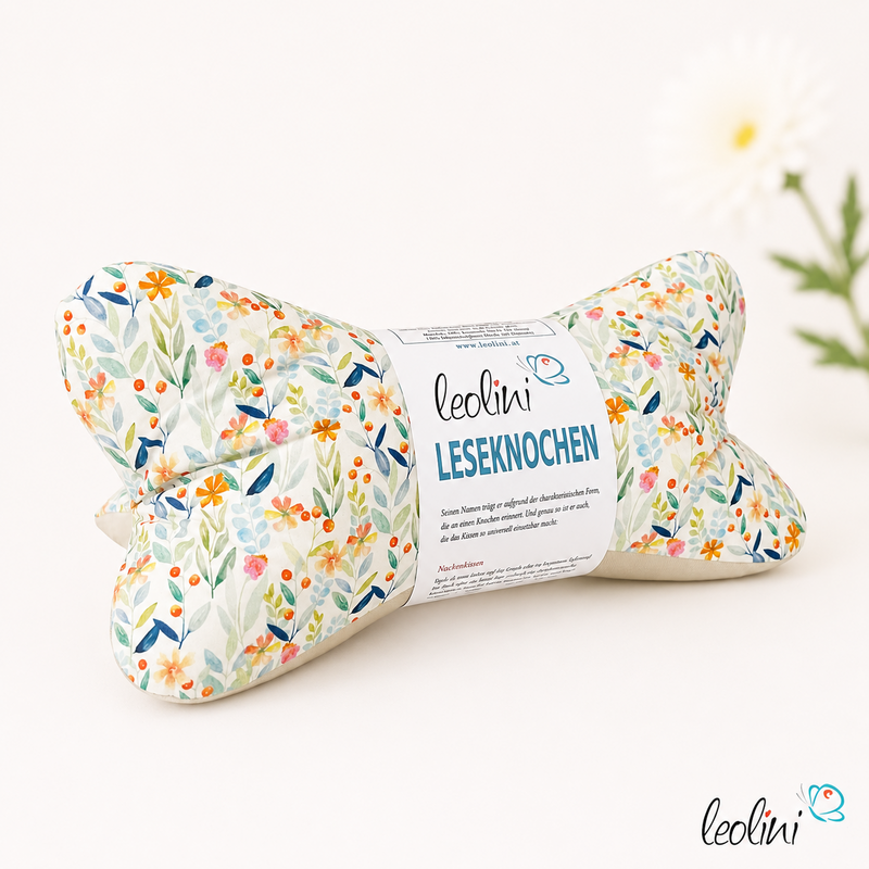 LeoliniLeseknochen personalisierbar | Nackenkissen GARTEN | handgemachtLeseknochen gemustert