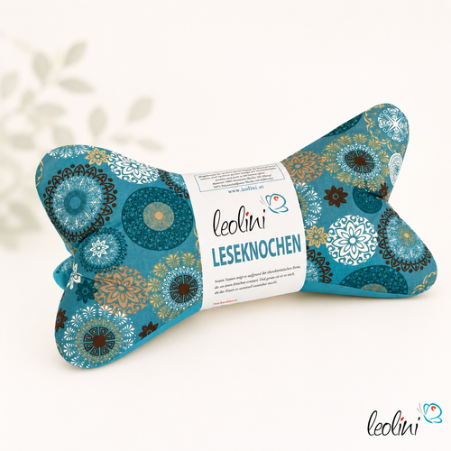 Leseknochen personalisierbar | Nackenkissen MANDALA TÜRKIS | handgemacht