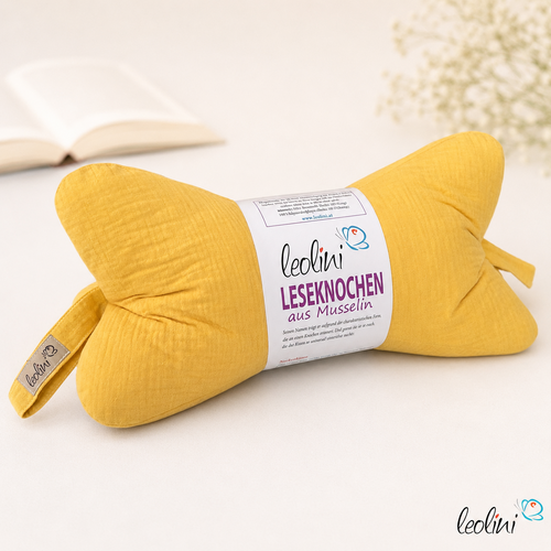 Leseknochen MUSSELIN Double Gauze | ALTGELB | personalisierbar mit Stickerei