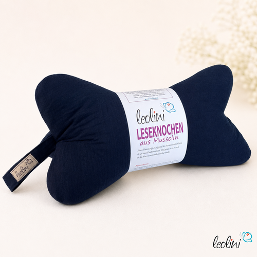 Leseknochen MUSSELIN Double Gauze | MARINE | personalisierbar mit Stickerei