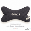 LeoliniLeseknochen aus Waffelstoff | Nackenkissen ANTHRAZIT personalisierbar mit Name | handgemachtWaffelstoff Leseknochen unifarben