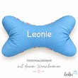 LeoliniLeseknochen personalisierbar PATCHWORK hellblau | Nackenkissen  | handgemacht