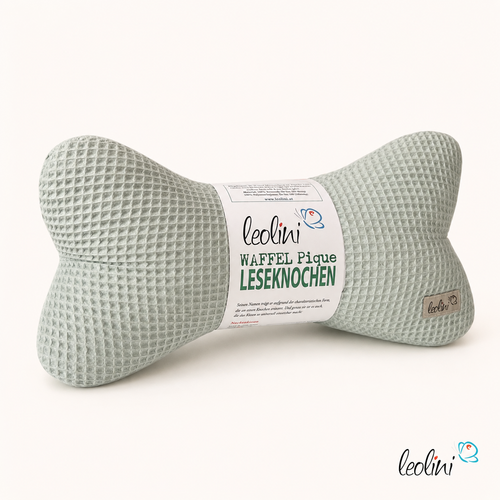 Leseknochen aus Waffelstoff ALTMINT | Nackenkissen personalisierbar mit Name | handgemacht