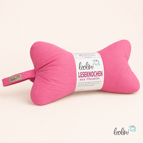 Leseknochen MUSSELIN Double Gauze | PINK | personalisierbar mit Stickerei