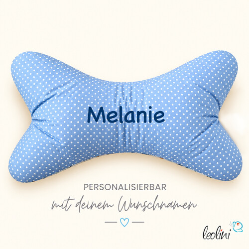 LeoliniLeseknochen personalisierbar STREUBLUMEN BLAU | Nackenkissen | handgemachtLeseknochen gemustert