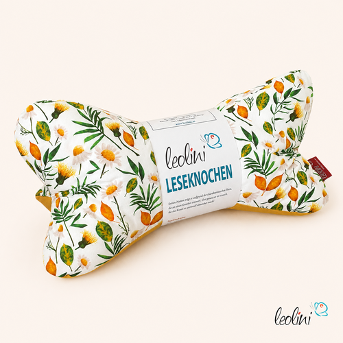 Leseknochen personalisierbar | Nackenkissen MARGARITHEN BLUMEN | handgemacht