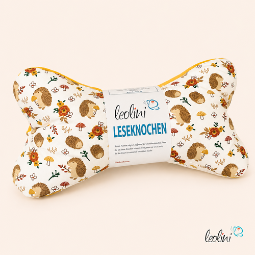 Leseknochen personalisierbar | Nackenkissen IGEL & WALD | handgemacht von Leolini