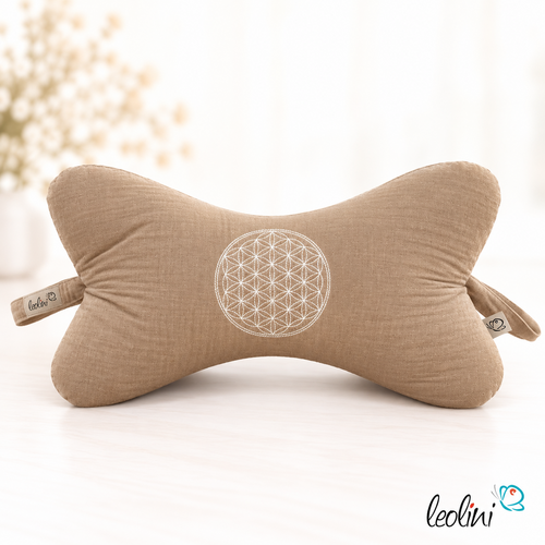 Leseknochen BLUME DES LEBENS Stickerei - MUSSELIN Double Gauze | SAND