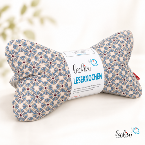Leseknochen personalisierbar | Nackenkissen GRAUE ORNAMENTE | handgemacht von Leolini