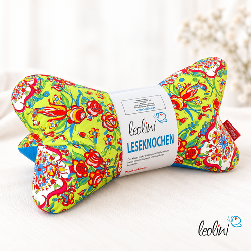 Leseknochen personalisierbar | Nackenkissen FLOWER POWER | handgemacht von Leolini