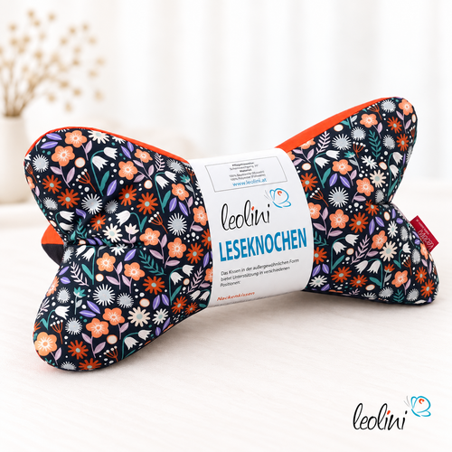 Leseknochen personalisierbar | Nackenkissen BLUMENMEER | handgemacht von Leolini