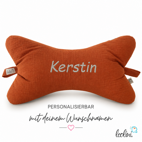 LeoliniLeseknochen MUSSELIN Double Gauze | COGNAC/ROST - personalisierbar mit Stickerei
