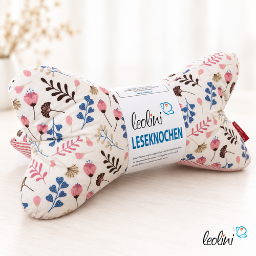 Leseknochen personalisierbar | Nackenkissen STREUBLUMEN ROSA | handgemacht von Leolini