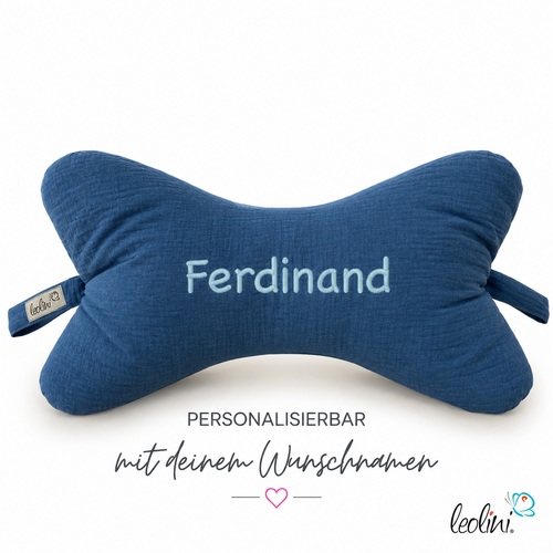 LeoliniLeseknochen MUSSELIN Double Gauze | JEANSBLAU | personalisierbar mit StickereiMusselin Leseknochen unifarben