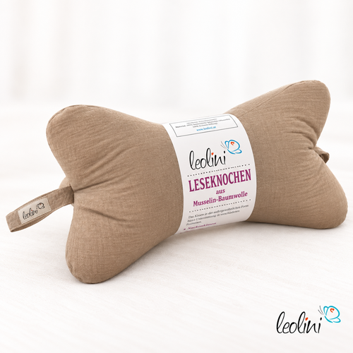 Leseknochen MUSSELIN Double Gauze | DUNKLES BEIGE | personalisierbar mit Stickerei