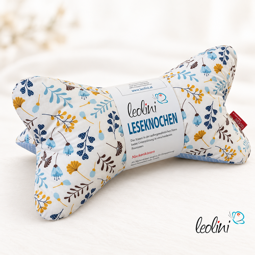 Leseknochen personalisierbar STREUBLUMEN BLAU | Nackenkissen | handgemacht
