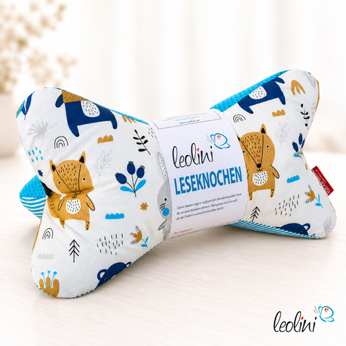 Leseknochen personalisierbar | Nackenkissen HASE FUCHS UND BÄR | handgemacht von Leolini
