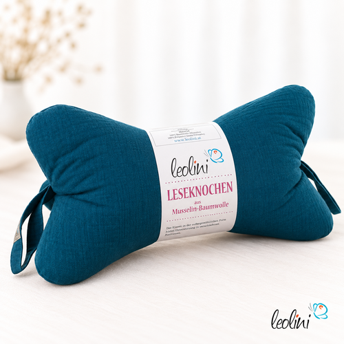 Leseknochen MUSSELIN Double Gauze PETROL - personalisierbar mit Stickerei